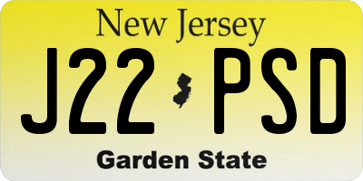 NJ license plate J22PSD