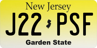 NJ license plate J22PSF