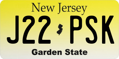 NJ license plate J22PSK