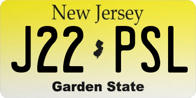 NJ license plate J22PSL
