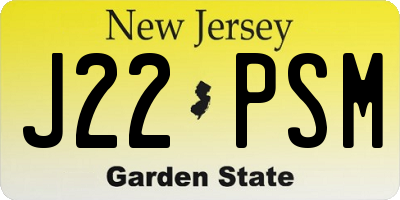 NJ license plate J22PSM