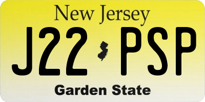 NJ license plate J22PSP