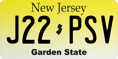 NJ license plate J22PSV