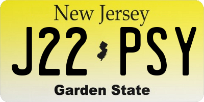 NJ license plate J22PSY