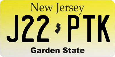NJ license plate J22PTK