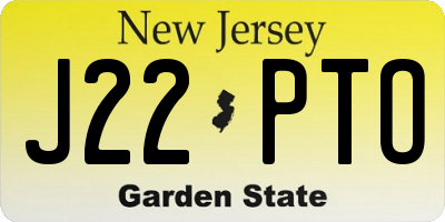 NJ license plate J22PTO