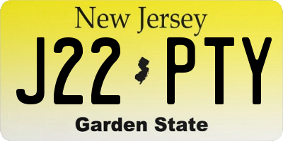 NJ license plate J22PTY
