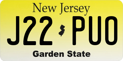 NJ license plate J22PUO