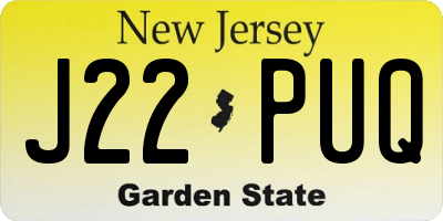 NJ license plate J22PUQ