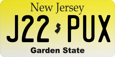 NJ license plate J22PUX