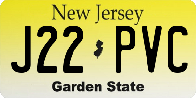 NJ license plate J22PVC