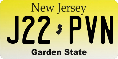 NJ license plate J22PVN