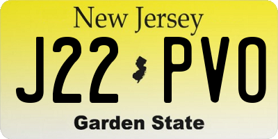 NJ license plate J22PVO