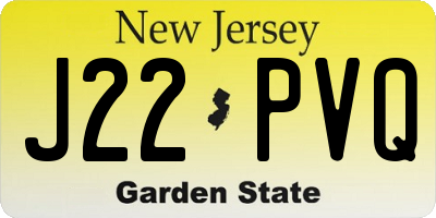 NJ license plate J22PVQ