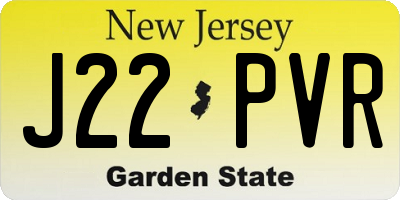 NJ license plate J22PVR