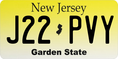 NJ license plate J22PVY