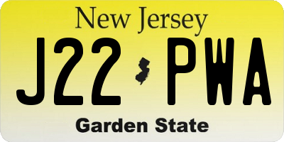 NJ license plate J22PWA