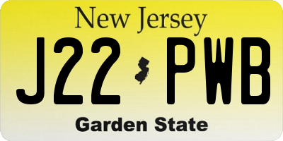 NJ license plate J22PWB