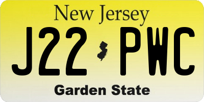 NJ license plate J22PWC