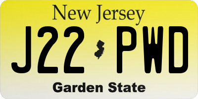 NJ license plate J22PWD