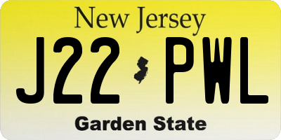 NJ license plate J22PWL