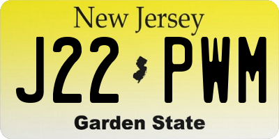 NJ license plate J22PWM