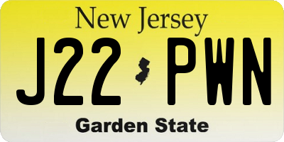 NJ license plate J22PWN