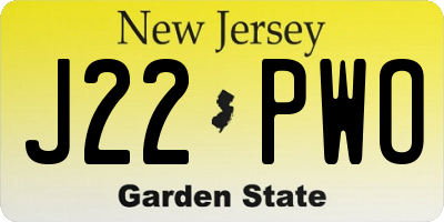NJ license plate J22PWO