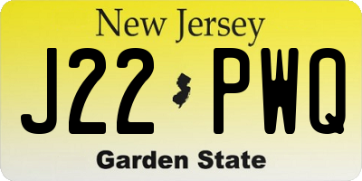 NJ license plate J22PWQ