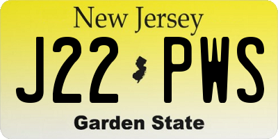 NJ license plate J22PWS