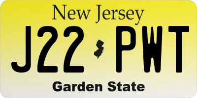 NJ license plate J22PWT