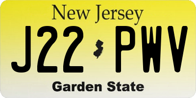 NJ license plate J22PWV