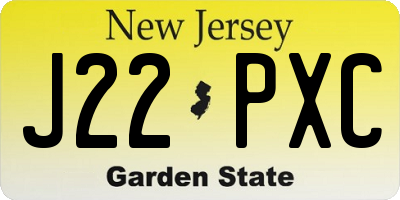 NJ license plate J22PXC