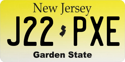 NJ license plate J22PXE