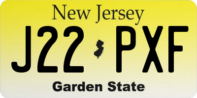 NJ license plate J22PXF