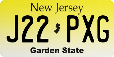 NJ license plate J22PXG