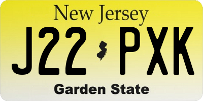 NJ license plate J22PXK