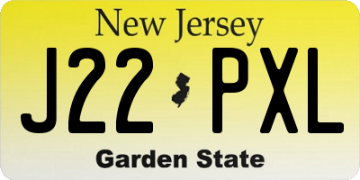 NJ license plate J22PXL