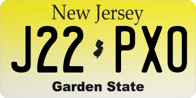 NJ license plate J22PXO