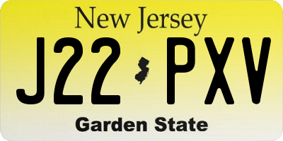 NJ license plate J22PXV