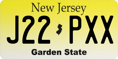 NJ license plate J22PXX