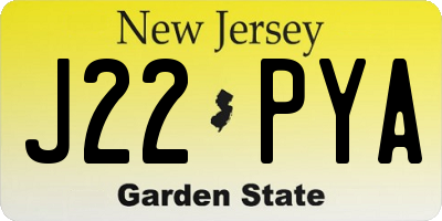 NJ license plate J22PYA