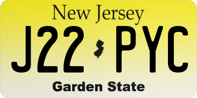 NJ license plate J22PYC