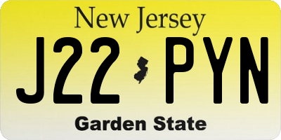 NJ license plate J22PYN