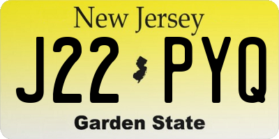 NJ license plate J22PYQ