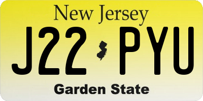 NJ license plate J22PYU