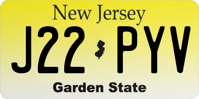 NJ license plate J22PYV