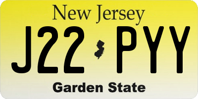 NJ license plate J22PYY