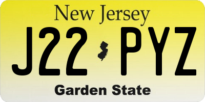 NJ license plate J22PYZ
