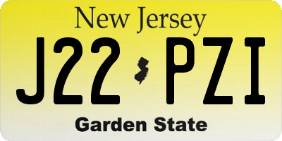 NJ license plate J22PZI